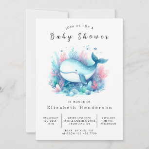Whimsy Digital Whale Baby Dusche Einladung