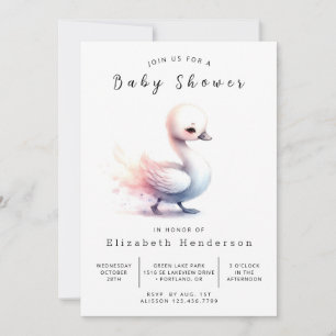 Whimsy Editable Swan Baby Dusche Einladung