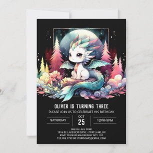 Whimsy Elegant Dragon Birthday Einladung