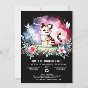 Whimsy Elegant Tiger Birthday Einladung
