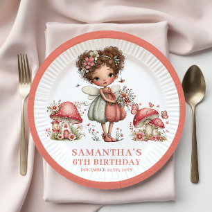Whimsy Fairy 4. Geburtstag Rosa Blumen Party Telle Pappteller