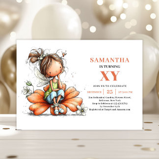 Whimsy Fairy Girl Birthday Floral invitation Einladung