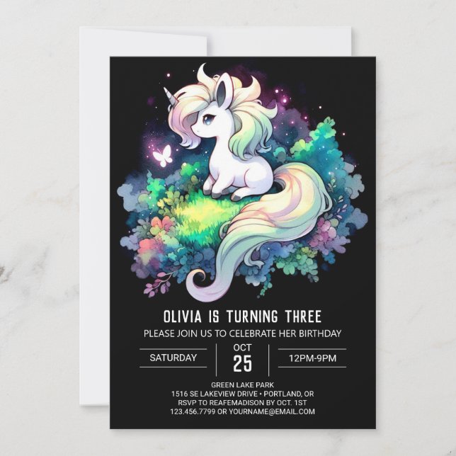 Whimsy Fantasy Horse Geburtstag Einladung (Vorderseite)