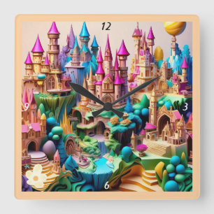 "Whimsy Fantasy Illustrations" Quadratische Wanduhr