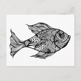 Whimsy Fish Doodle Art Postkarte