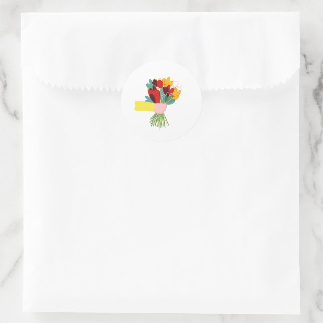 Whimsy Floral Bouquet Round Sticker (Tasche)