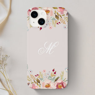 Whimsy Floral Monogram Pink Case-Mate iPhone 14 Hülle