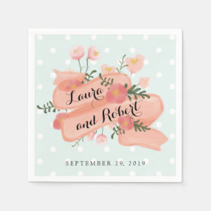 Whimsy Floral Vintag Banner Custom Wedding Serviette