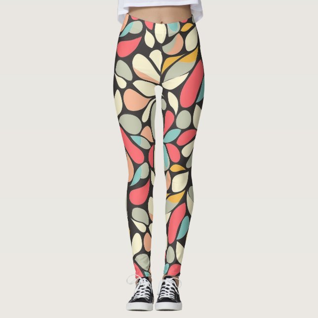 Whimsy Floral Vintag Fashion Muster Leggings (Vorderseite)