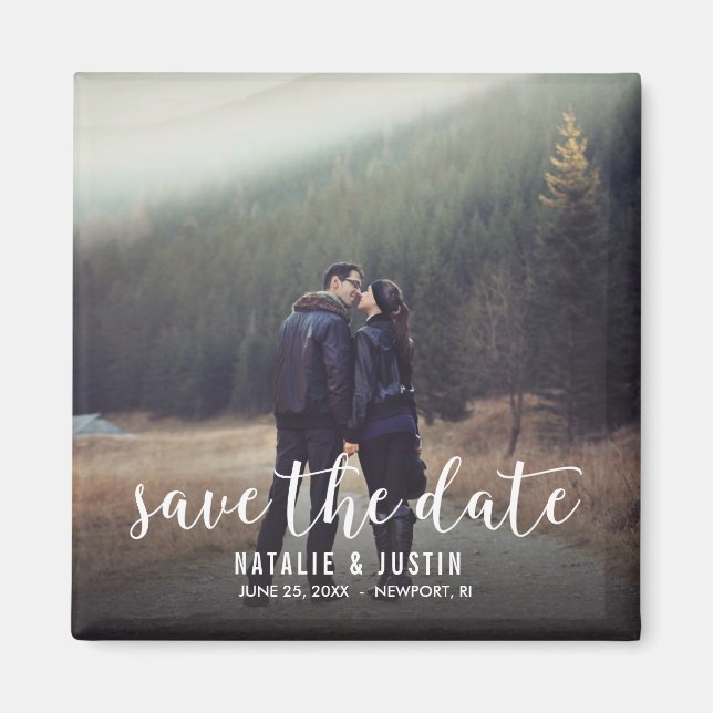 Whimsy Foto Save the Date Square Ankündigung Magnet (Vorne)