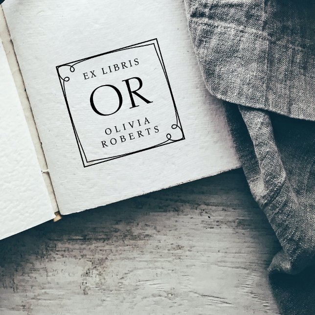 Whimsy Frame Individuelle Name Monogram Ex Libris Permastempel (Von Creator hochgeladen)