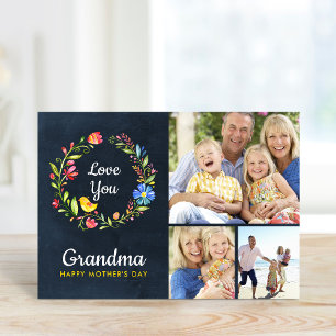 Whimsy Garden Wreath Mother's Day Foto Card Karte