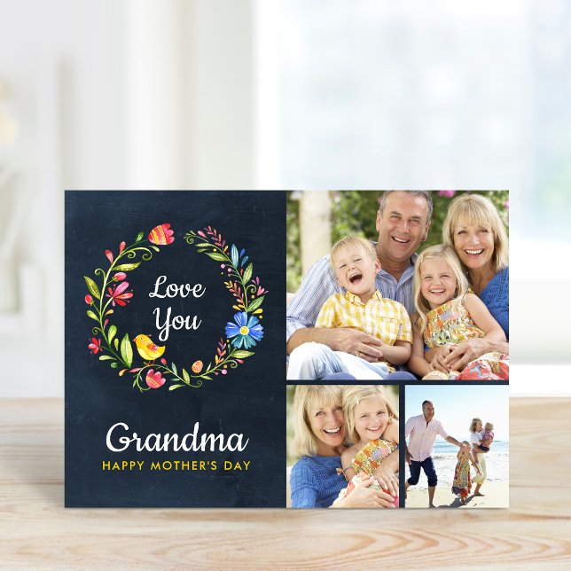 Whimsy Garden Wreath Mother's Day Foto Card Karte (Von Creator hochgeladen)