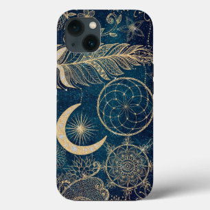 Whimsy Gold Glitzer Dreamcatcher Feathers Mandala Case-Mate iPhone Hülle