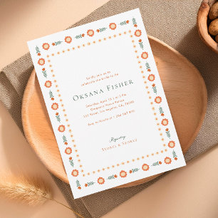 Whimsy Groovy Boho Orange und grünes Brautparty Einladung