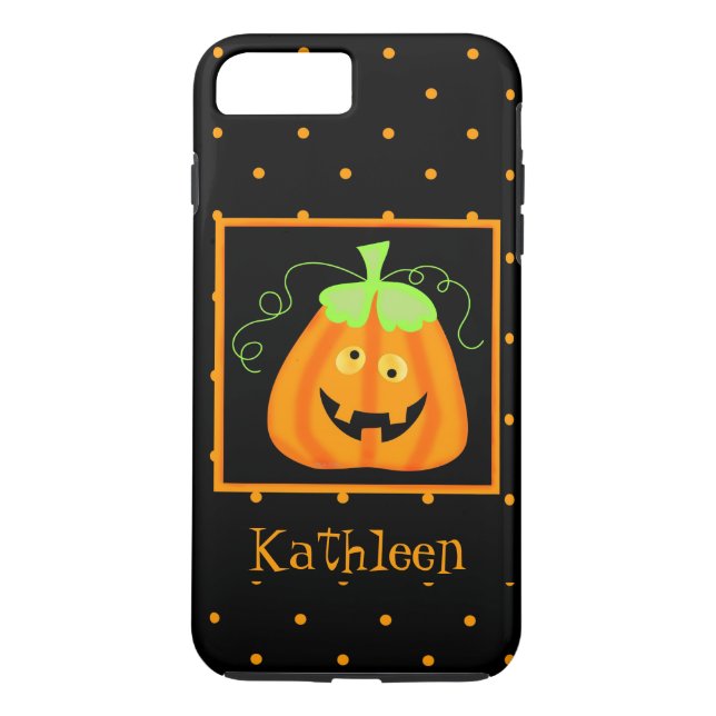 Whimsy Halloween Pumpkin Black Name Personalisiert Case-Mate iPhone Hülle (Rückseite)