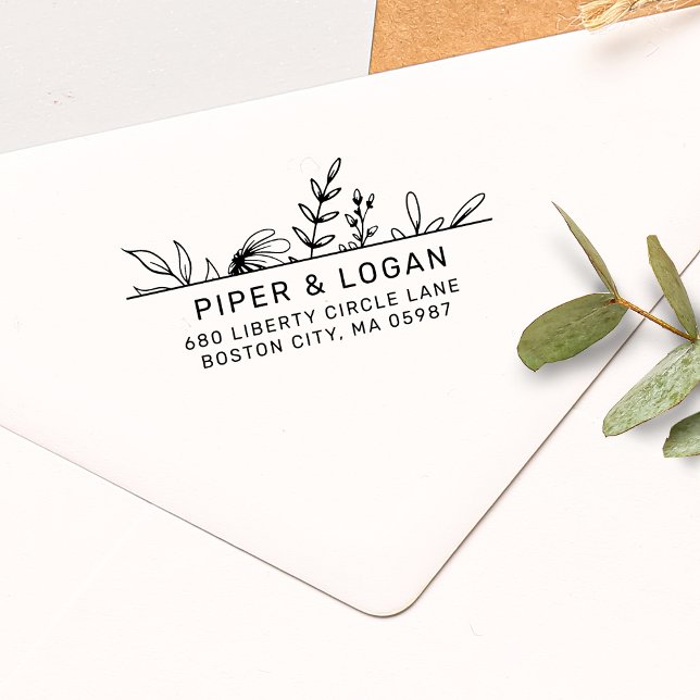 Whimsy Hand gezeichnet Greenery Rücksendeadresse Permastempel (Von Creator hochgeladen)