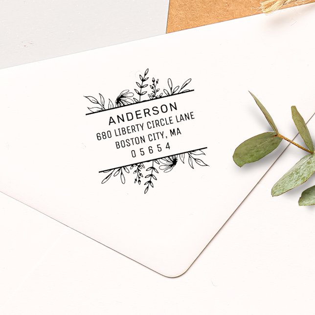 Whimsy Hand gezeichnet Greenery Rücksendeadresse Permastempel (Von Creator hochgeladen)