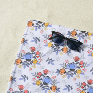 Whimsy Hand gezogenen Blume Strandtuch