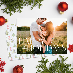 Whimsy Happy Holidays Modern Full Foto Feiertagskarte