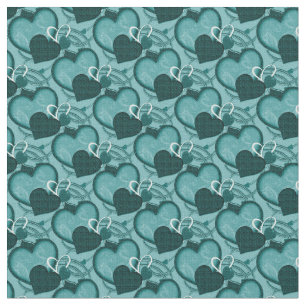 Whimsy Hearts Fabric-Two Tone Aquamarin Stoff