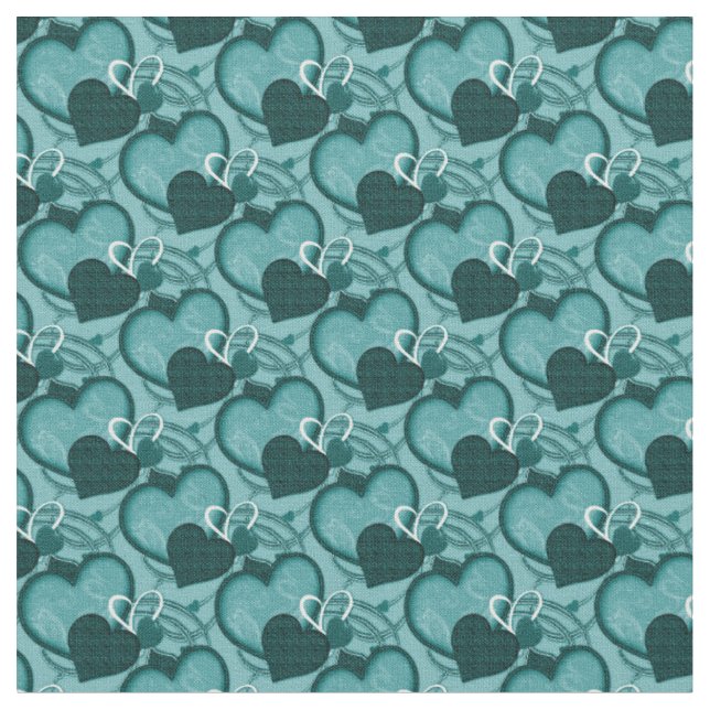 Whimsy Hearts Fabric-Two Tone Aquamarin Stoff (Nahaufnahme)