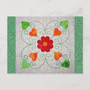 Whimsy Hearts Quilt - Block #2 Postkarte