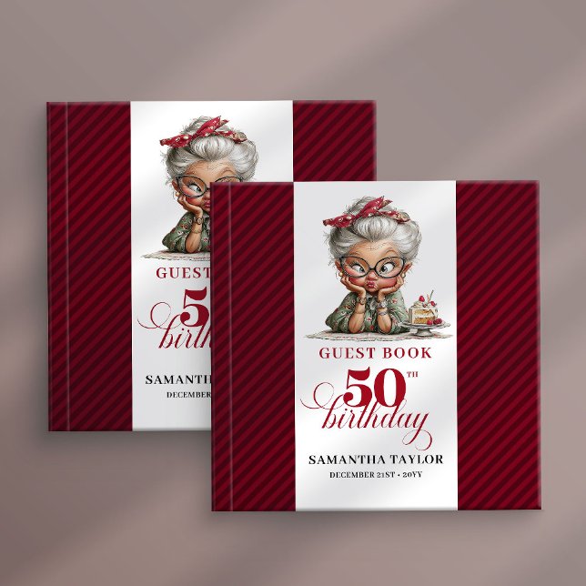 Whimsy humor 50th woman celebration guest book gästebuch (Whimsy humor 50th woman celebration guest book)