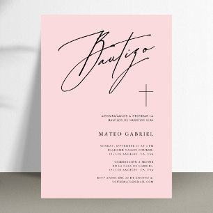 Whimsy Kalligrafie Taufe Pink Spanisch Bautizo Einladung