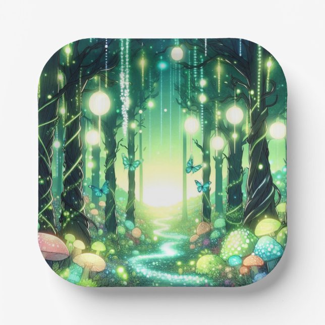 Whimsy Magical Enchanted Forest Baby Dusche Pappteller (Vorderseite)