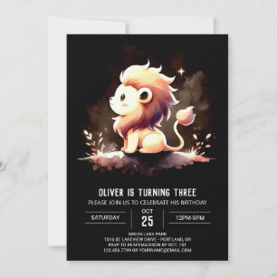 Whimsy Modern Lion Birthday Einladung