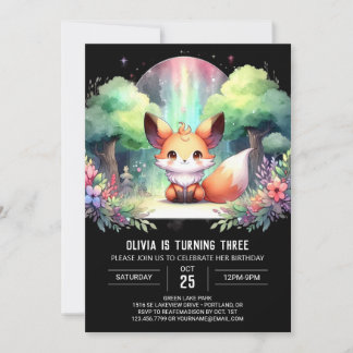 Whimsy Nature Fox Geburtstag digital Einladung