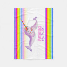 Whimsy nwhal Regenbogen Name farbenfroh Fleecedecke