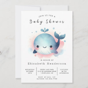 Whimsy Online Whale Baby Dusche Einladung