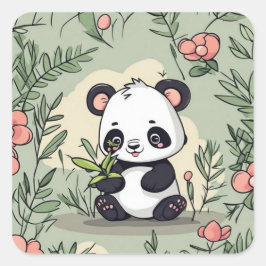 Whimsy-Panda-Bär Quadratischer Aufkleber