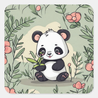 Whimsy-Panda-Bär Quadratischer Aufkleber