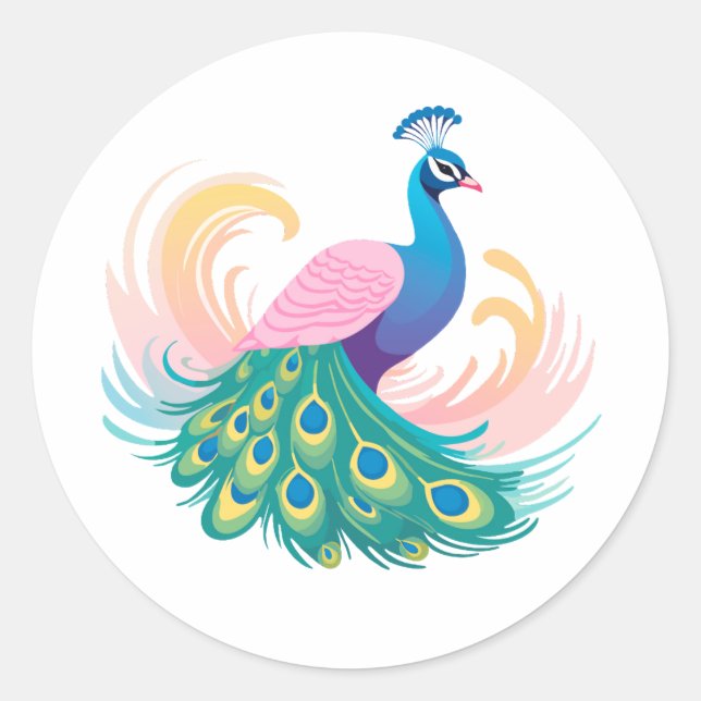 Whimsy Peacock Sticker (Vorderseite)