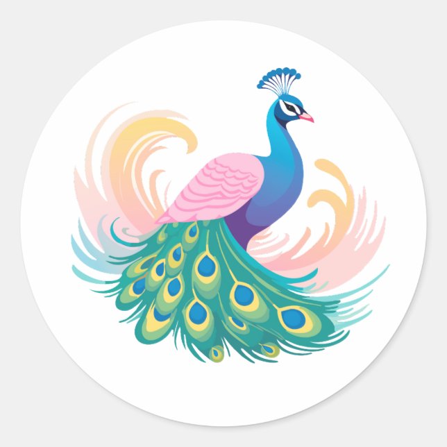 Whimsy Peacock Sticker (Vorderseite)