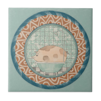 Whimsy Pig Mint Blau Terrakotta Aqua Türkis Fliese