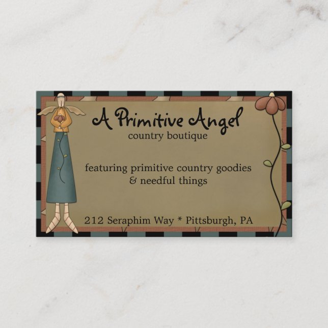Whimsy primitive Angel Country Business Card Visitenkarte (Vorderseite)