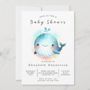 Whimsy Printable Whale Baby Dusche Einladung