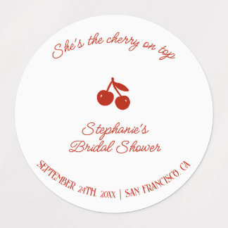 Whimsy Red She's the Cherry on Top Bridal Shower Etiketten