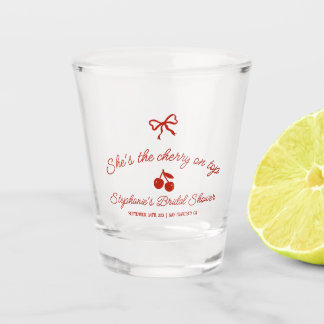 Whimsy Red She's the Cherry on Top Bridal Shower Schnapsglas