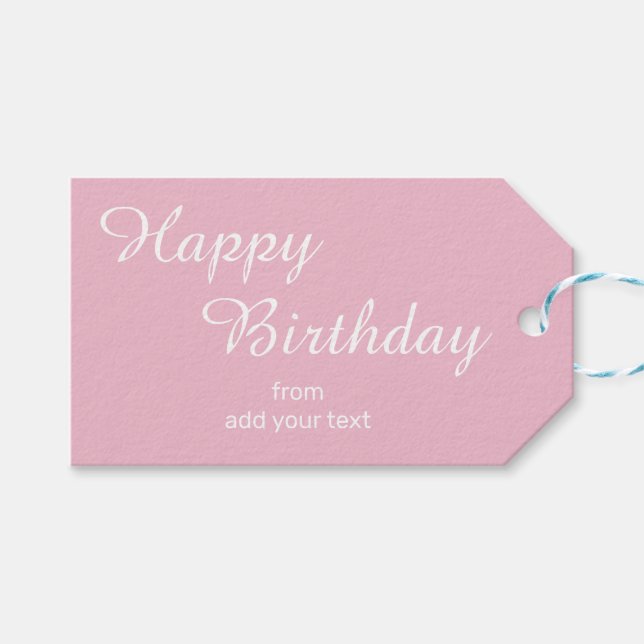 Whimsy-Rose - Rosa Geburtstagsgeschenke Geschenkanhänger (Vorderseite (Horizontal))