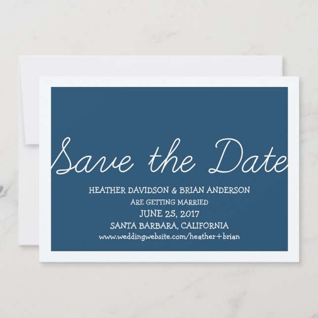Whimsy Save the Date einladen, blau Einladung (Vorderseite)