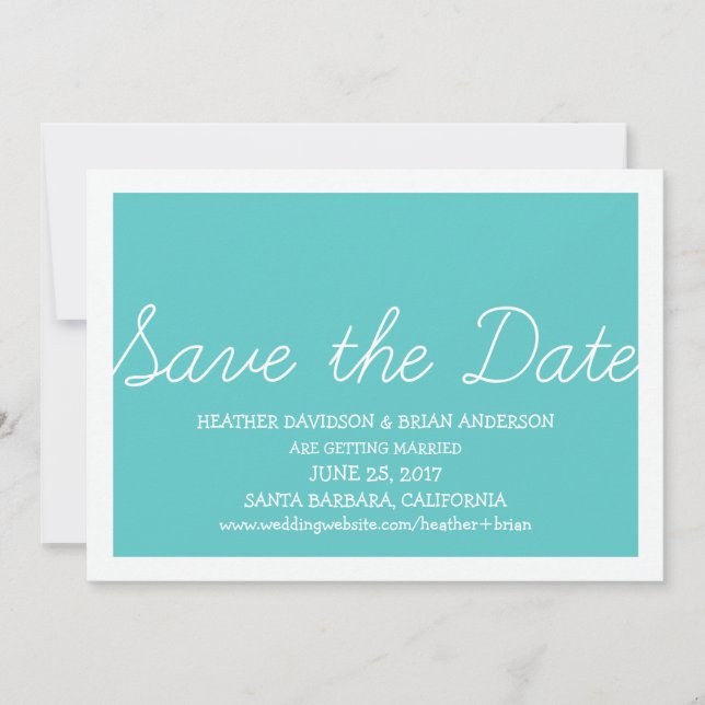 Whimsy Save the Date einladen, Türkis Einladung (Vorderseite)