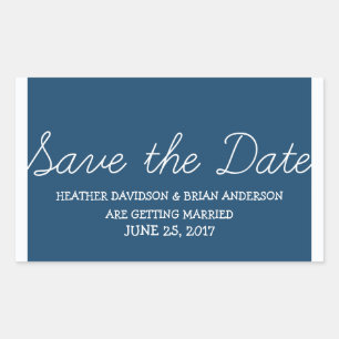 Whimsy Save the Date Stickers, blau Rechteckiger Aufkleber