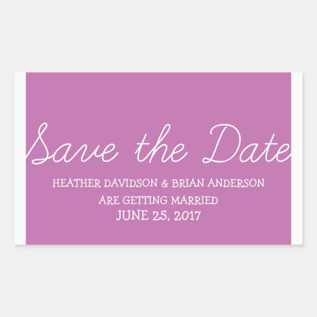 Whimsy Save the Date Stickers, Fuchsia Rechteckiger Aufkleber (Vorderseite)