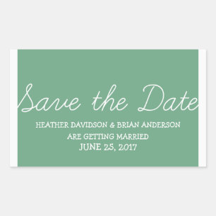 Whimsy Save the Date Stickers, grün Rechteckiger Aufkleber