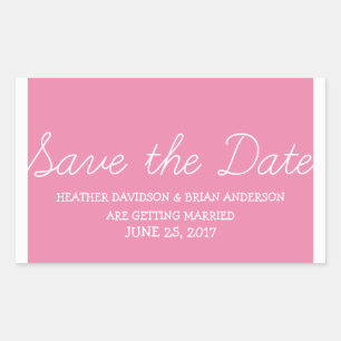 Whimsy Save the Date Stickers, rosa Rechteckiger Aufkleber
